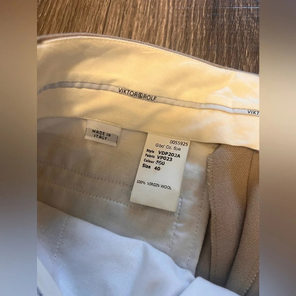 Viktor & Rolf Beige Tailored cuff trouser Pants Size 40 US10-12 Virgin Wool - Picture 7 of 8